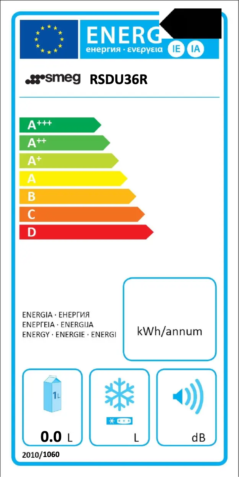 Page n°1 - Label énergétique Smeg RSDU36R