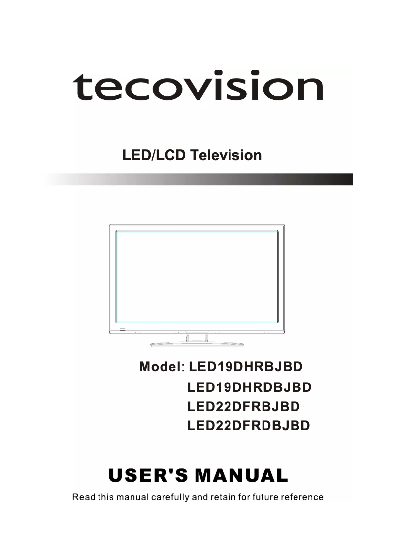 Page 1 de la notice Manuel utilisateur Tecovision LED22DFRDBJBD