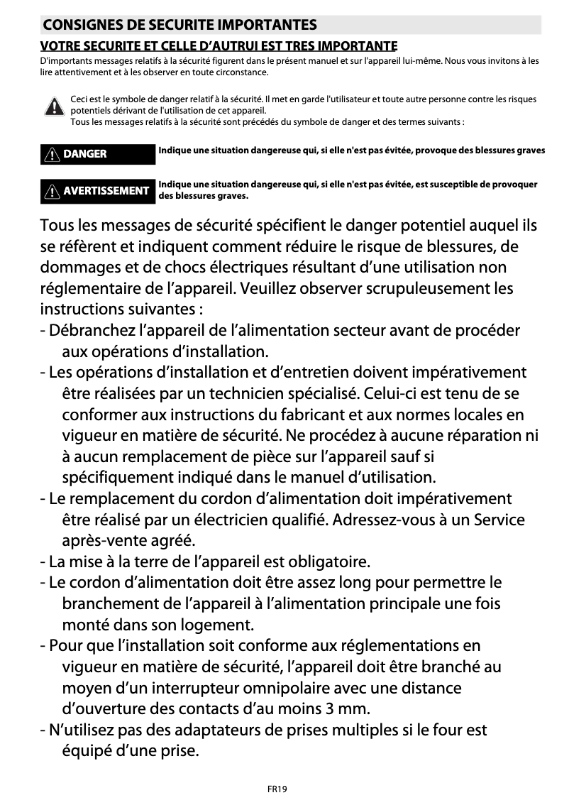 Page 1 de la notice Manuel utilisateur Whirlpool AKZ 558