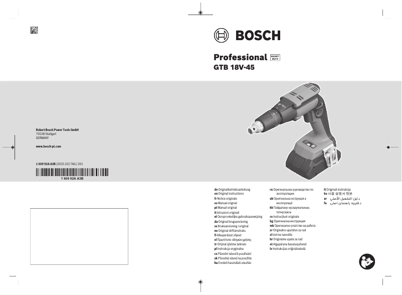Page n°1 - Manuel utilisateur Bosch GTB 18V-45 Professional