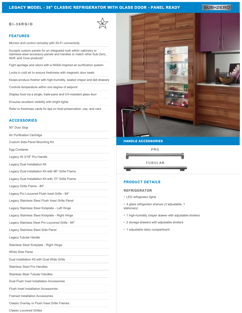 Page n°1 - Manuel utilisateur Sub-Zero BI-36RO