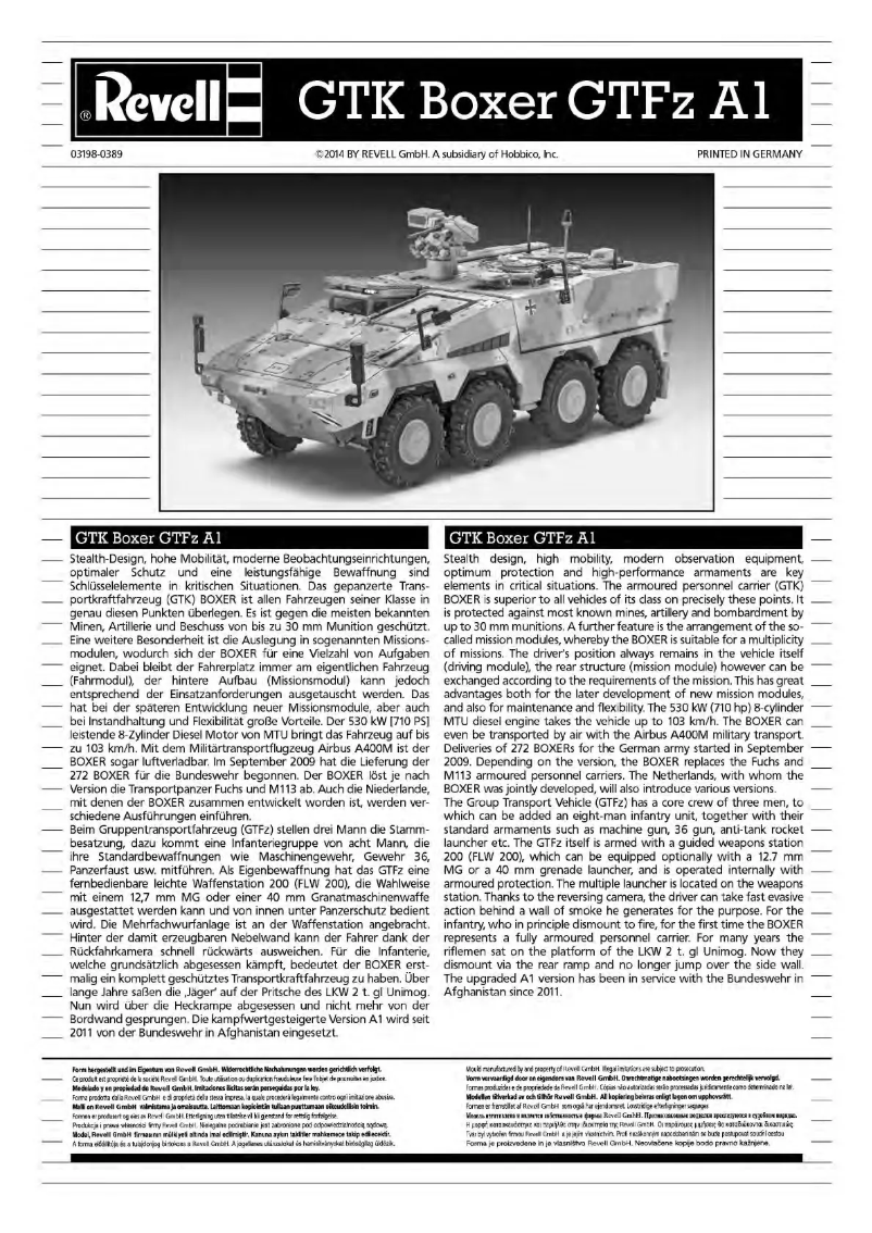 Page n°1 - Manuel utilisateur Revell GTK BOXER GTFzA1