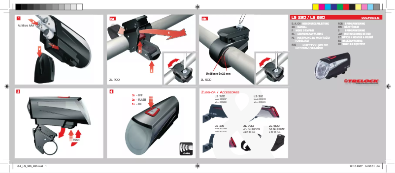 Page 1 de la notice Manuel utilisateur Trelock LS 280