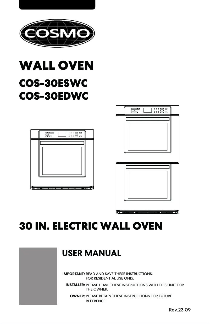 Image de la première page du manuel de l'appareil COS-30ESWC