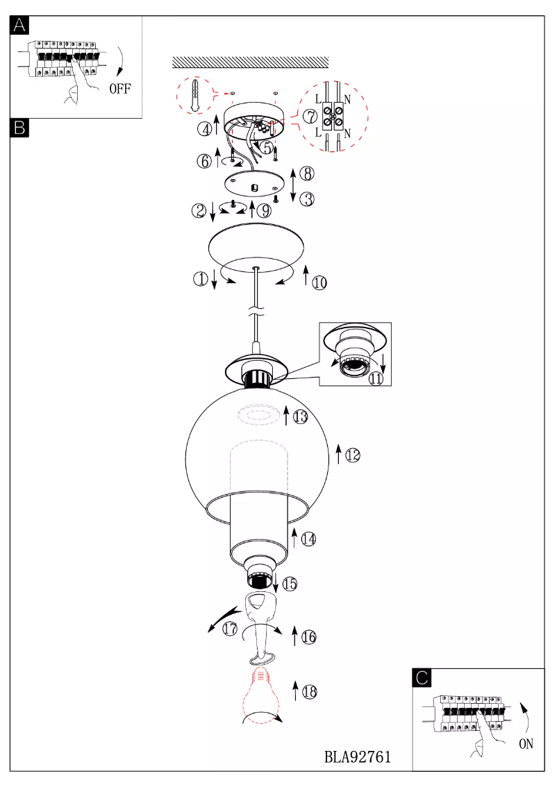 Page n°1 - Manuel utilisateur Eglo Bolsano