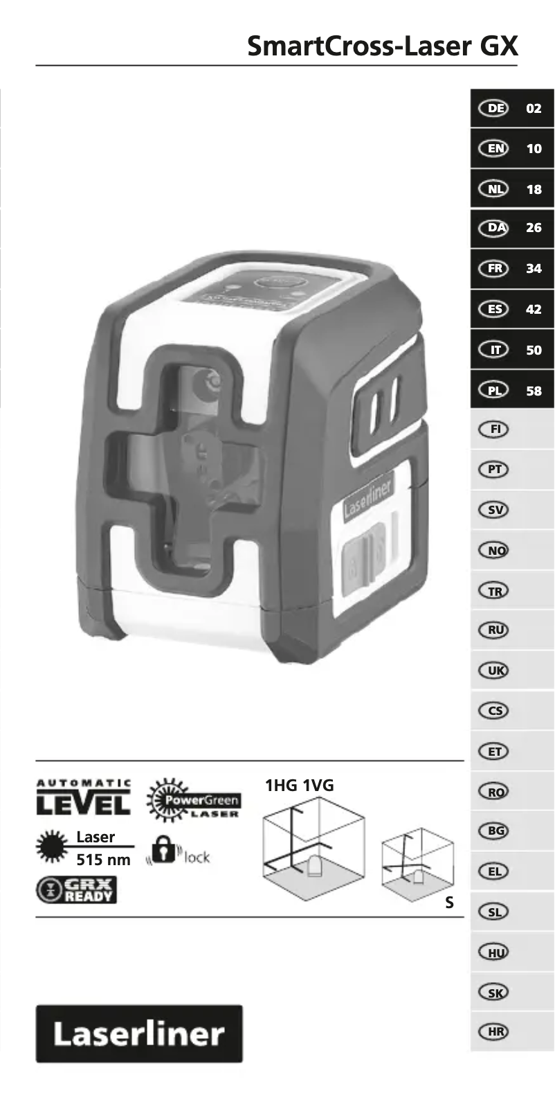Page 1 de la notice Manuel utilisateur Laserliner SmartCross-Laser GX