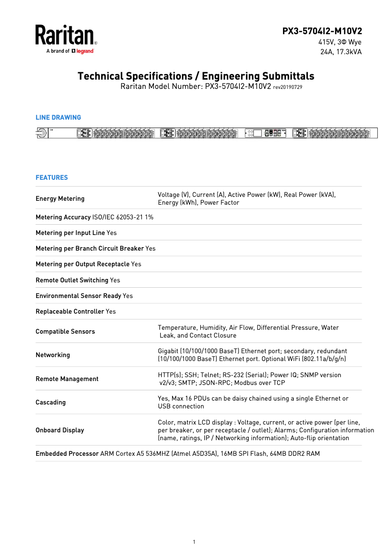 Page 1 de la notice Manuel utilisateur Raritan PX3-5704I2-M10V2