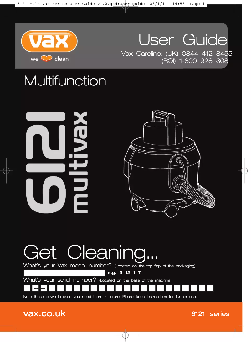 Page n°1 - Manuel utilisateur Vax 6121C