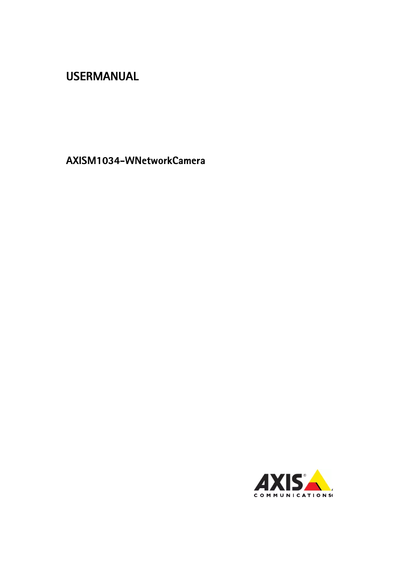 Page n°1 - Manuel utilisateur Axis M1034