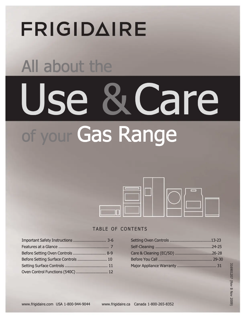Page n°1 - Manuel utilisateur Frigidaire FGGF3054KW