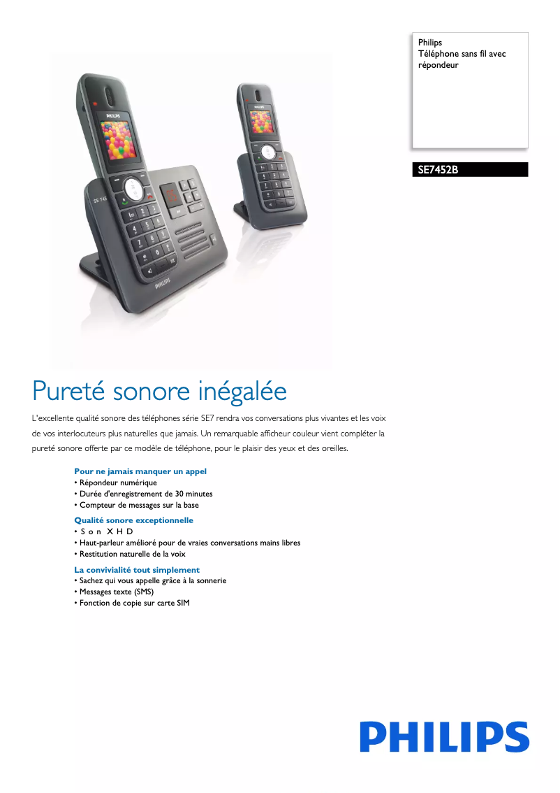 Imagen de la primera página del manual del dispositivo SE7452B