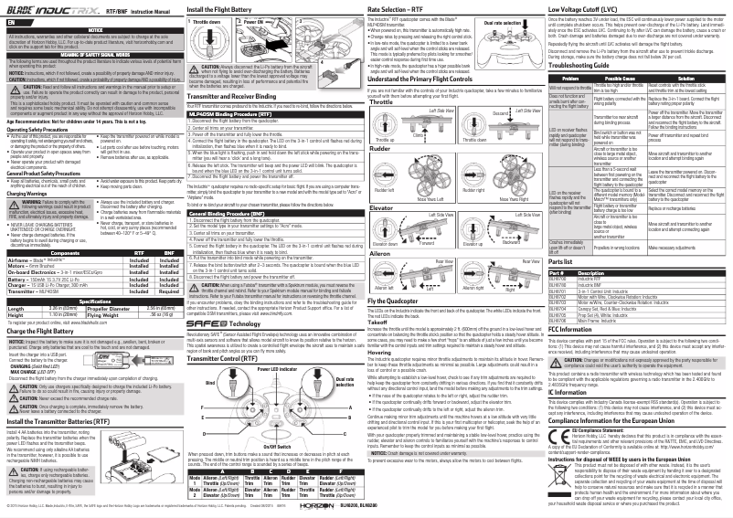 Página 1 del manual Manual de usuario Blade Inductrix RTF