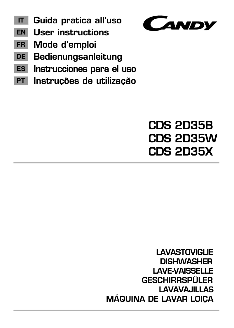 Page n°1 - Manuel utilisateur Candy CDS 2D35W