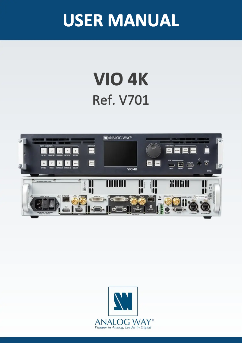 Image de la première page du manuel de l'appareil VIO 4K