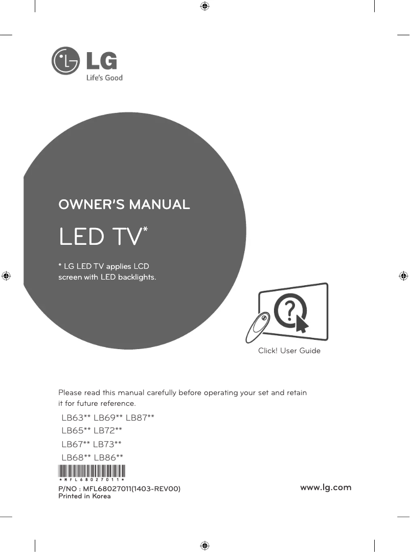 Image de la première page du manuel de l'appareil 55LB731V