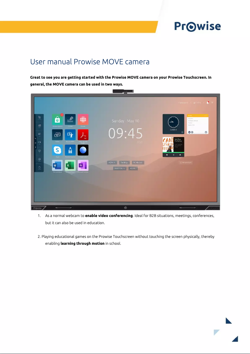 Page n°1 - Manuel utilisateur Prowise Move