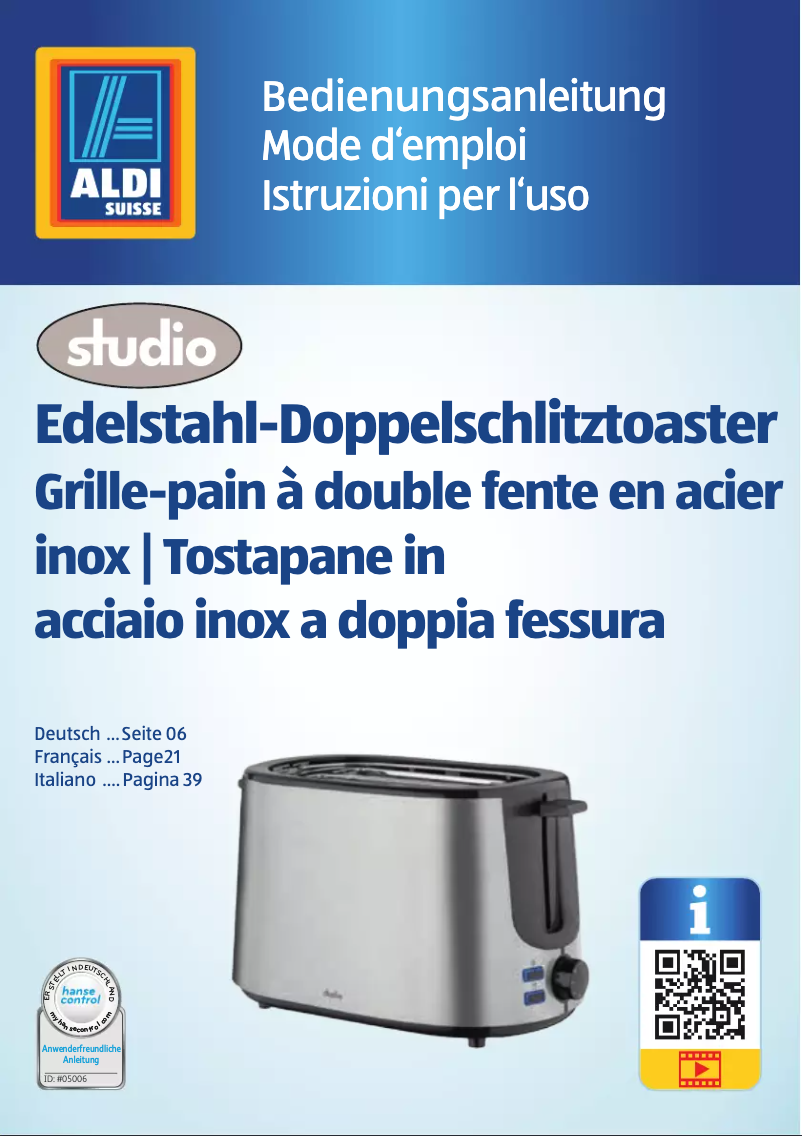 Page 1 de la notice Manuel utilisateur Studio GT-Tds-eds-05-CH