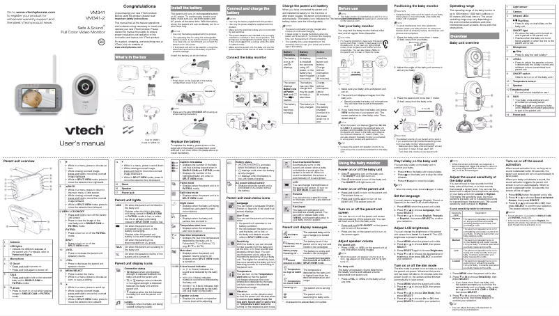 Page 1 de la notice Manuel utilisateur Vtech Safe & Sound VM341