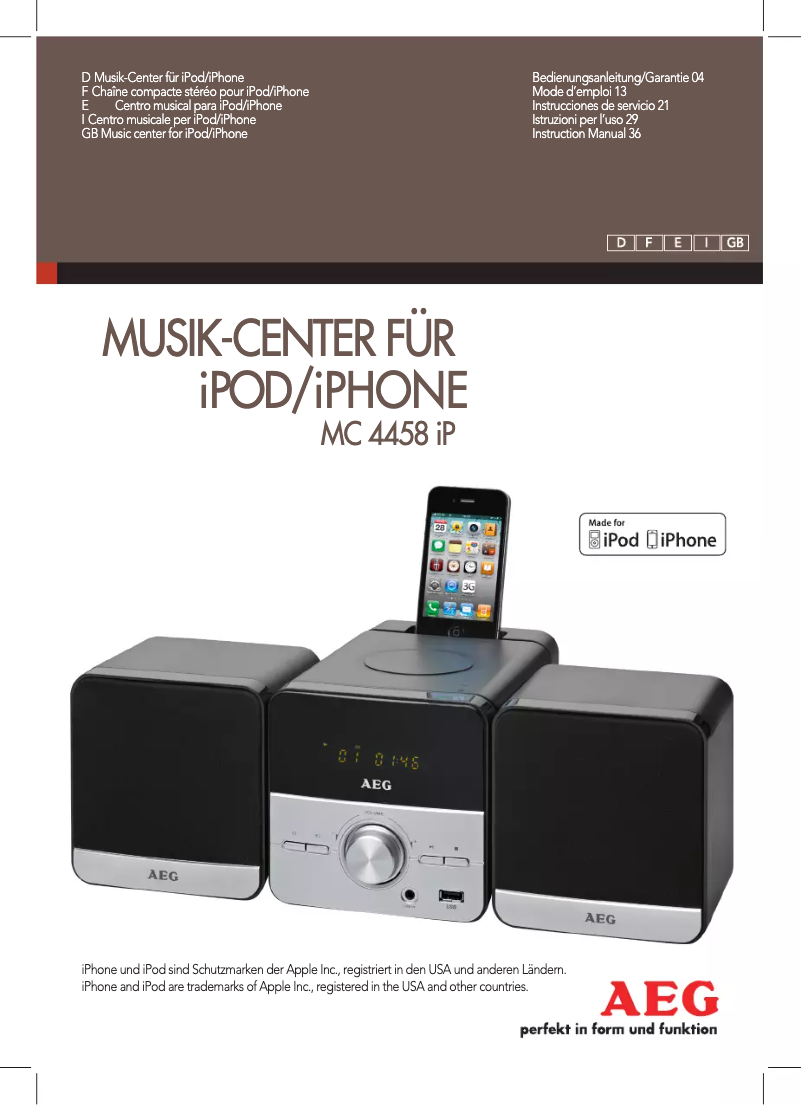 Page 1 de la notice Manuel utilisateur AEG MC 4458 IP