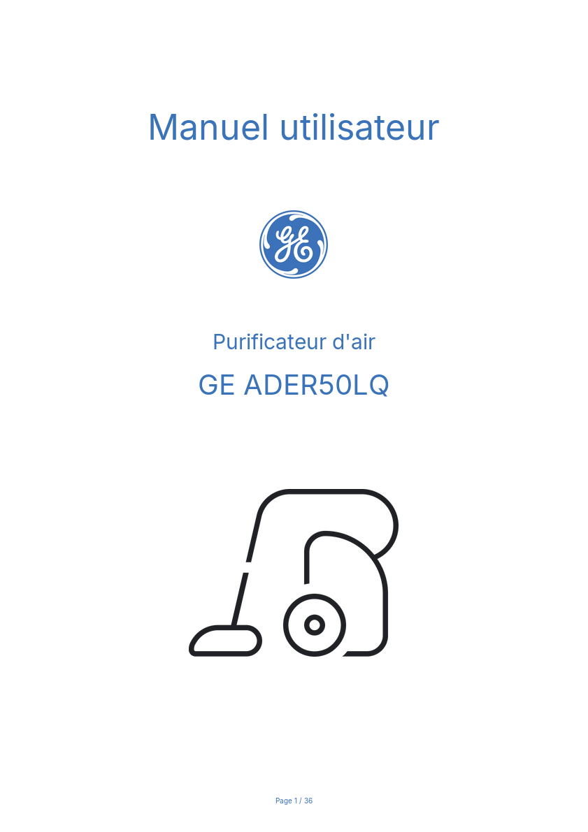 Image de la première page du manuel de l'appareil ADER50LQ
