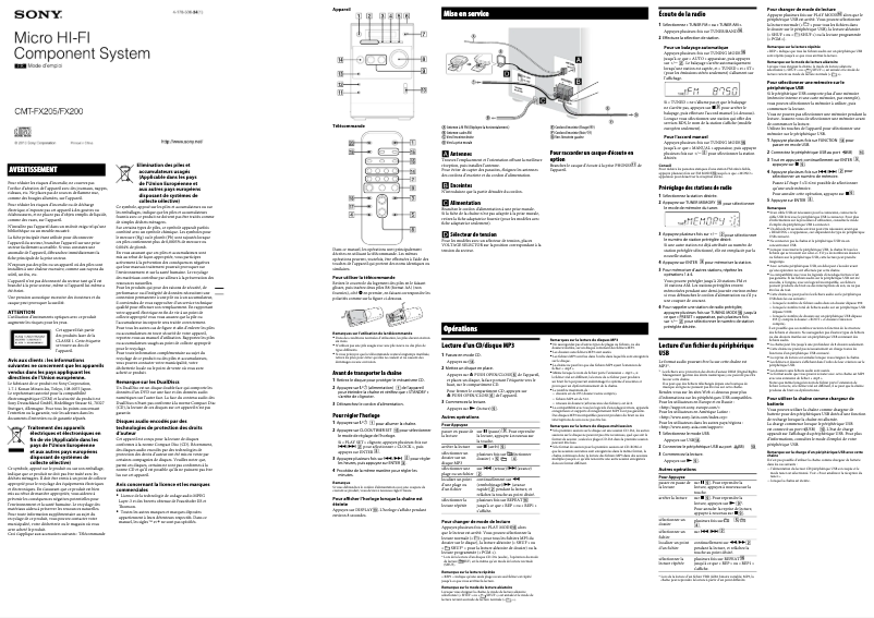 Image de la première page du manuel de l'appareil CMT-FX200