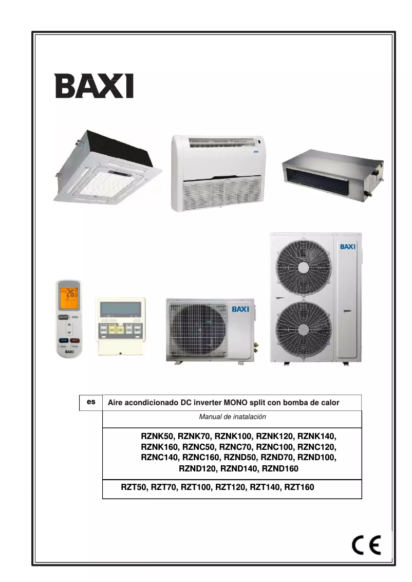 Page 1 de la notice Manuel utilisateur Baxi RZK100