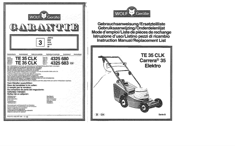 Page 1 de la notice Manuel utilisateur Wolf Garten TE 35 CLK