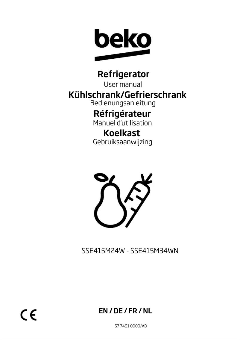 Page 1 de la notice Manuel utilisateur Beko SSE415M34WN