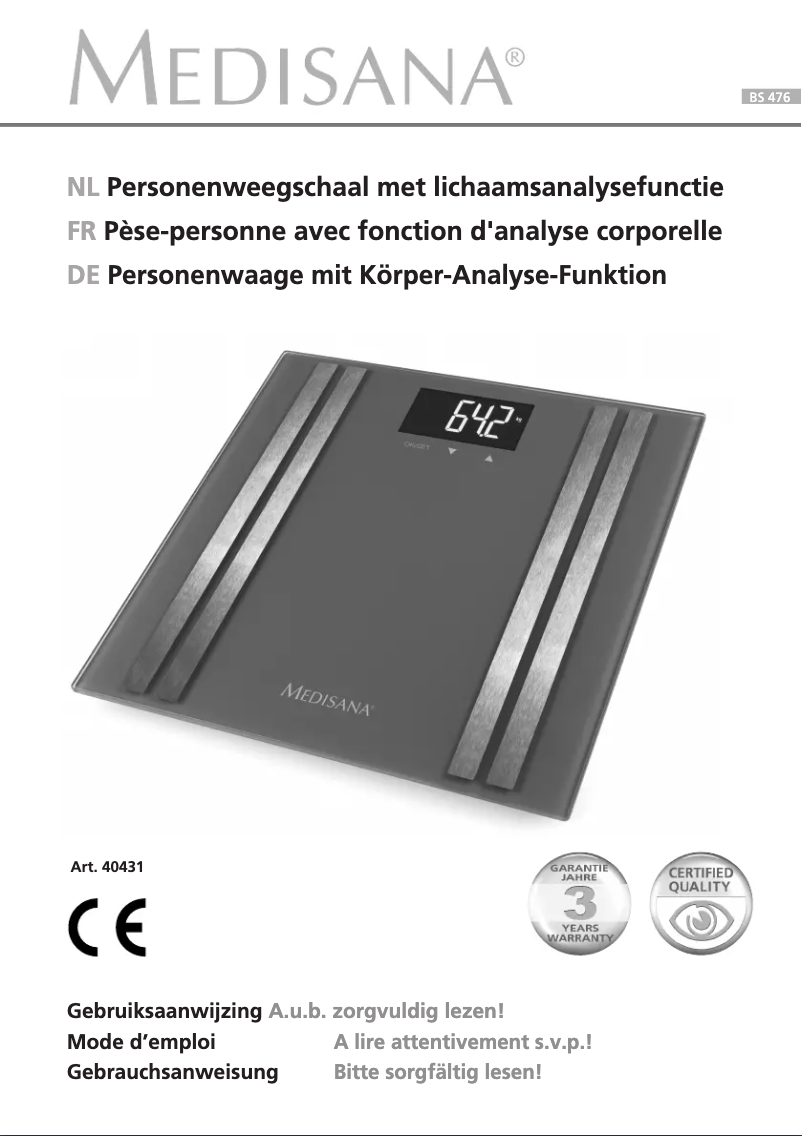 Page 1 de la notice Manuel utilisateur Medisana BS 476