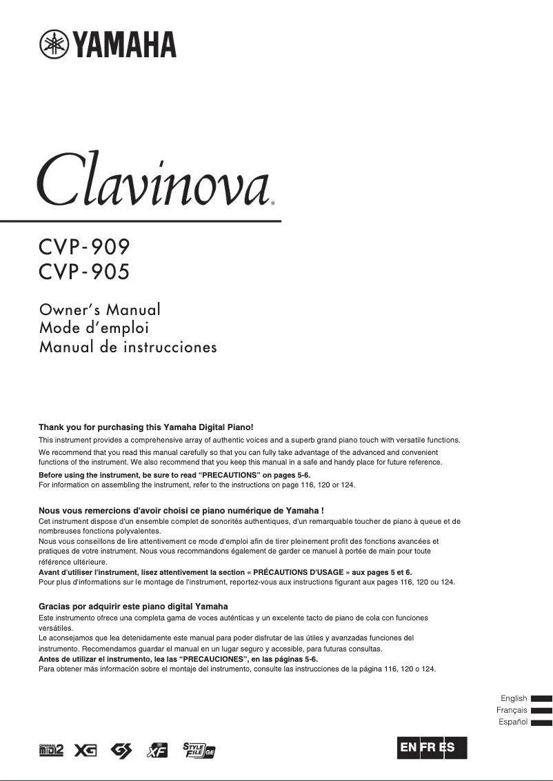 Image de la première page du manuel de l'appareil Clavinova CVP-709GP