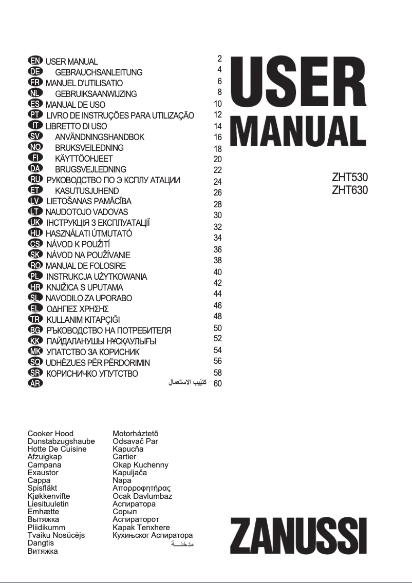 Page n°1 - Manuel utilisateur Zanussi ZHT630X