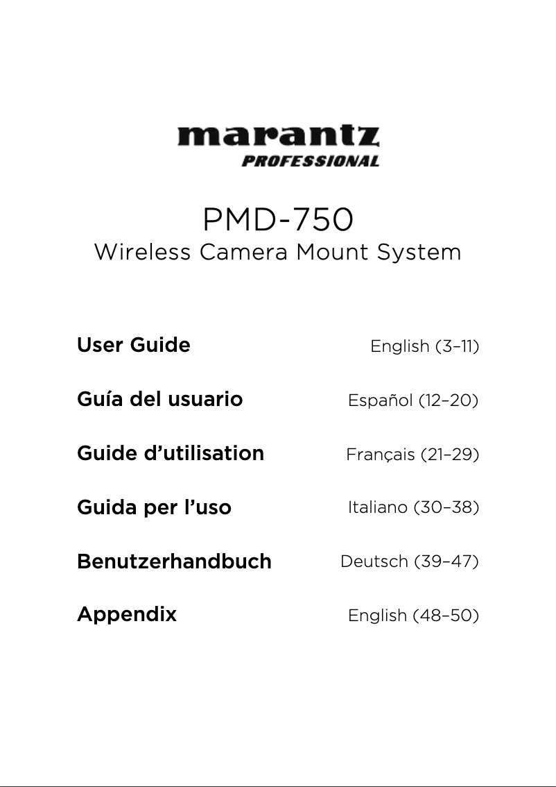 Page 1 de la notice Manuel utilisateur Marantz PMD-750