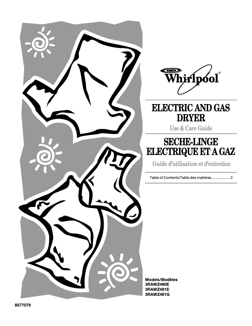 Page 1 de la notice Manuel utilisateur Whirlpool 3RAWZ481G