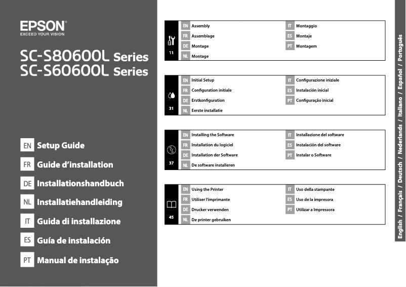 Page 1 de la notice Guide d'installation Epson SureColor SC-S60600L