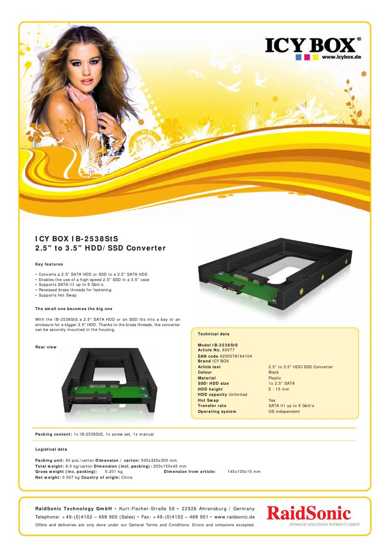 Page n°1 - Fiche technique Icy Box IB-2538STS