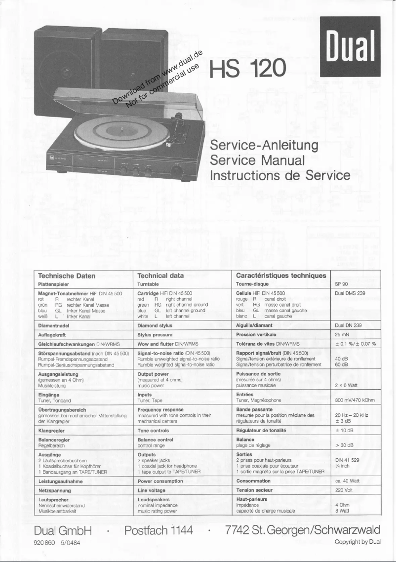 Image de la première page du manuel de l'appareil HS120