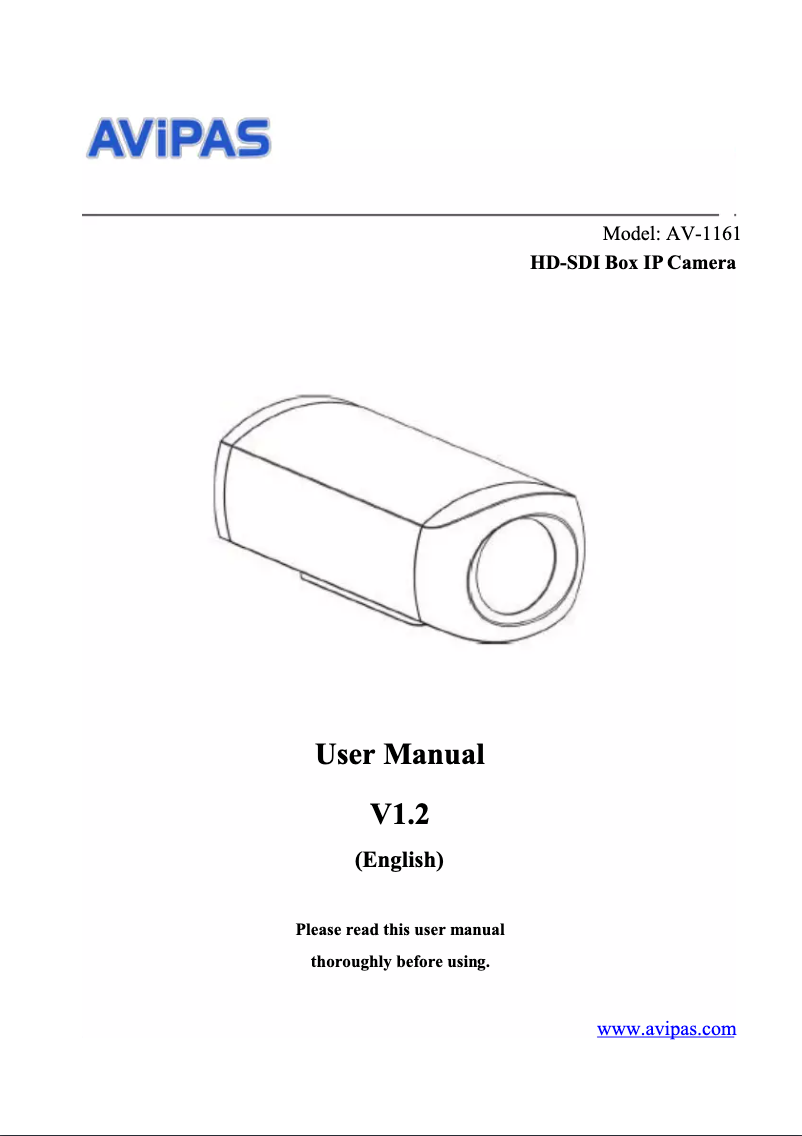 Page n°1 - Manuel utilisateur AViPAS AV-1161