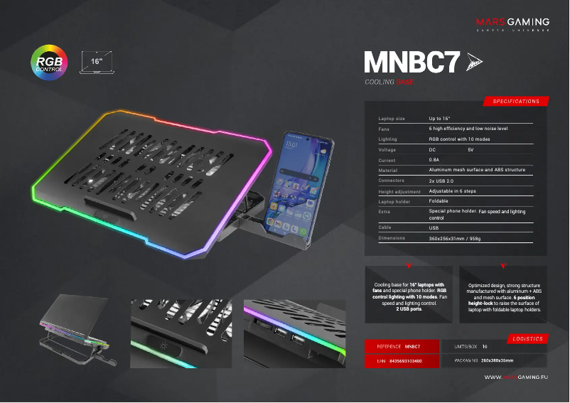 Page 1 de la notice Fiche technique Mars Gaming MNBC7