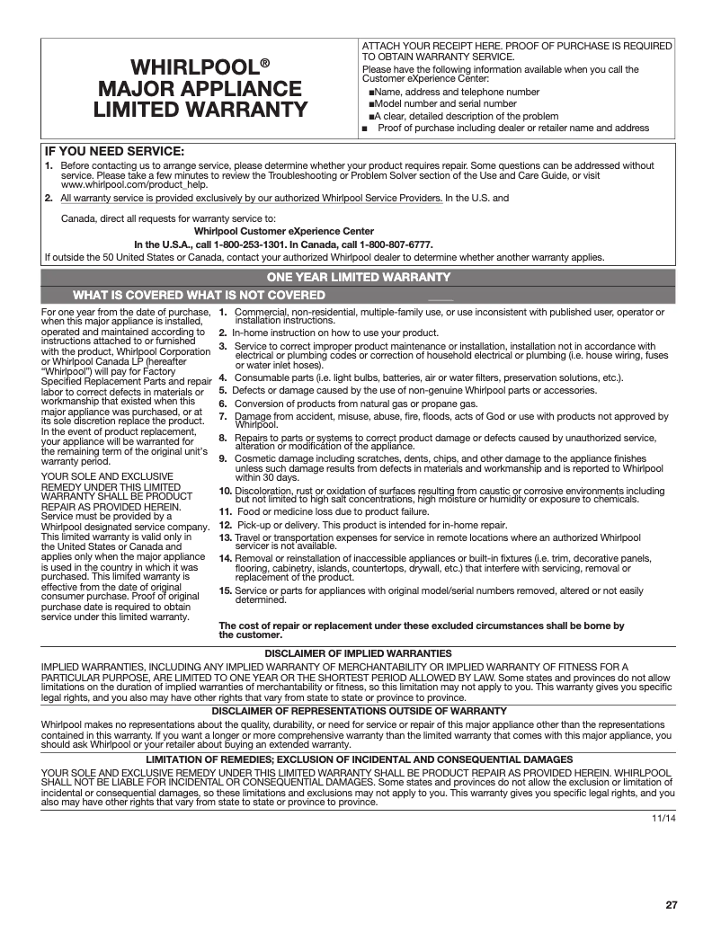 Image de la première page du manuel de l'appareil WMH78019HV