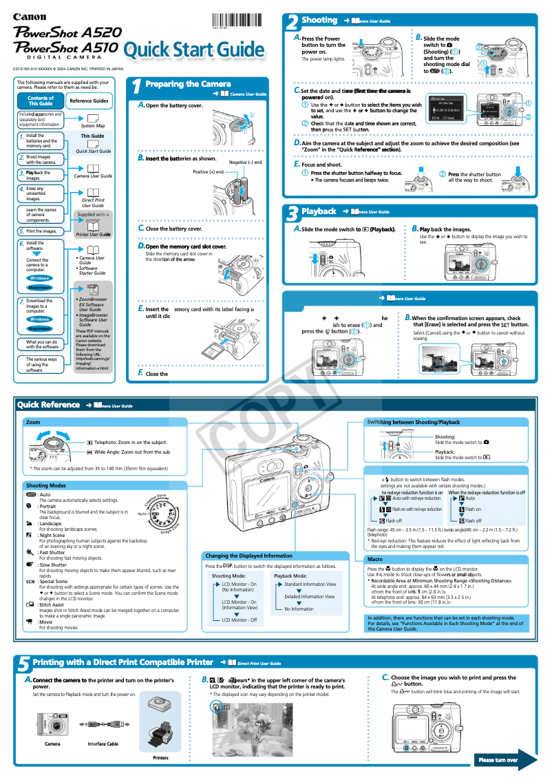 Image de la première page du manuel de l'appareil Powershot A510