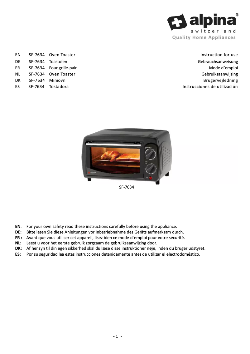 Image de la première page du manuel de l'appareil SF 7634