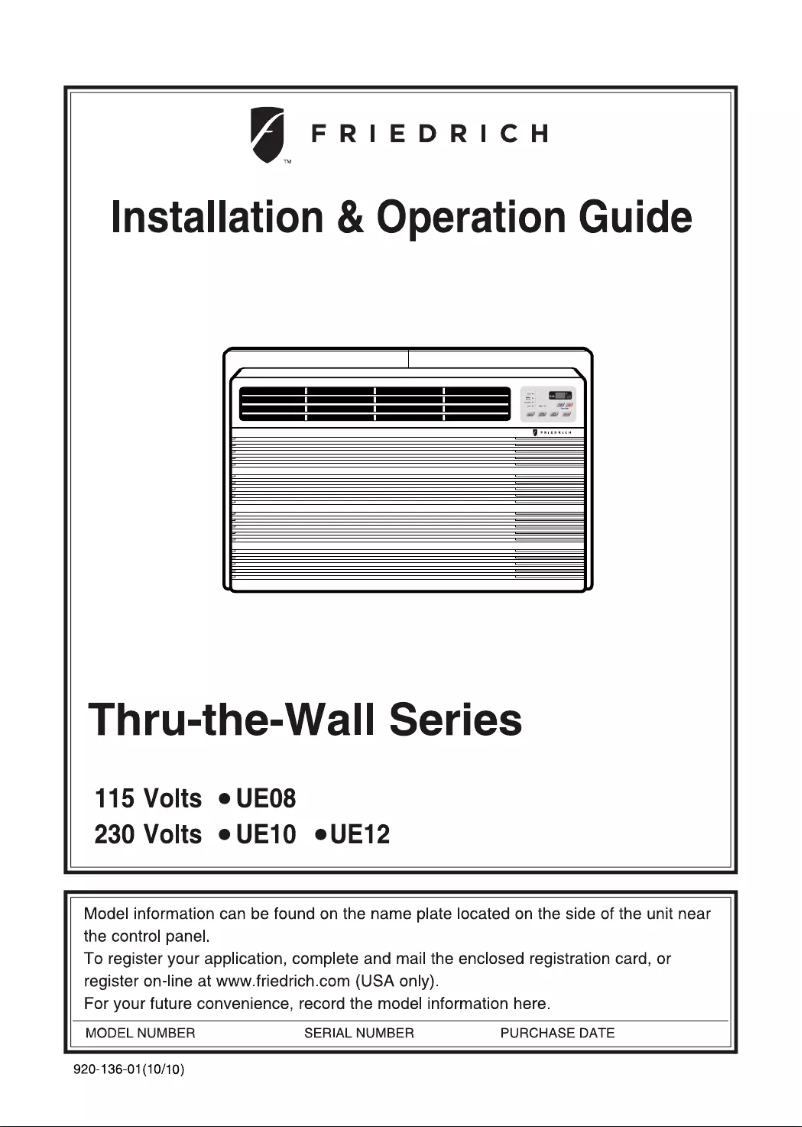 Página 1 del manual Manual de usuario Friedrich Uni-Fit UE10C33