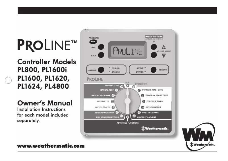 Page 1 de la notice Manuel utilisateur Weathermatic ProLine PL4800