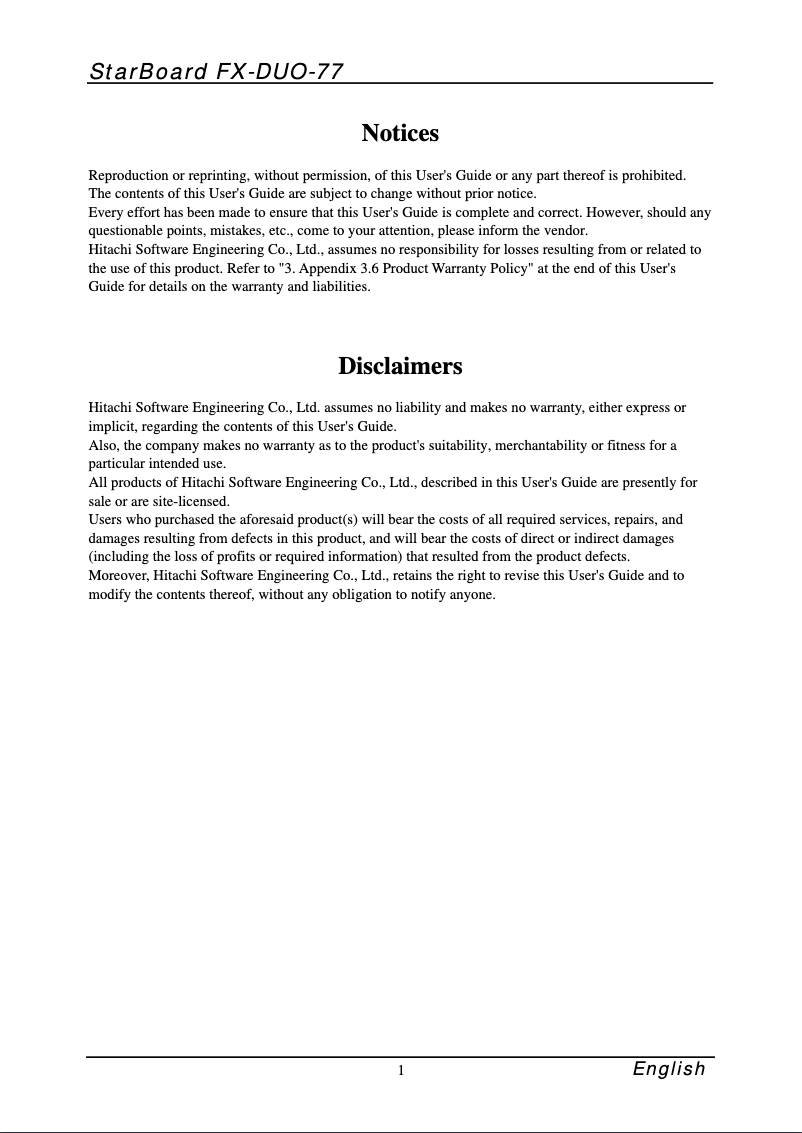 Imagen de la primera página del manual del dispositivo StarBoard FX-DUO-77