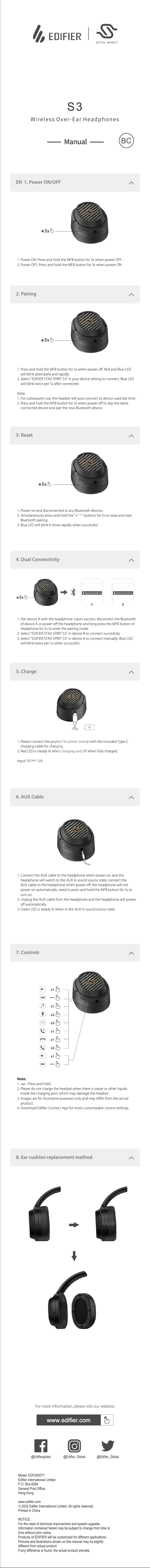 Page n°1 - Manuel utilisateur Edifier S3