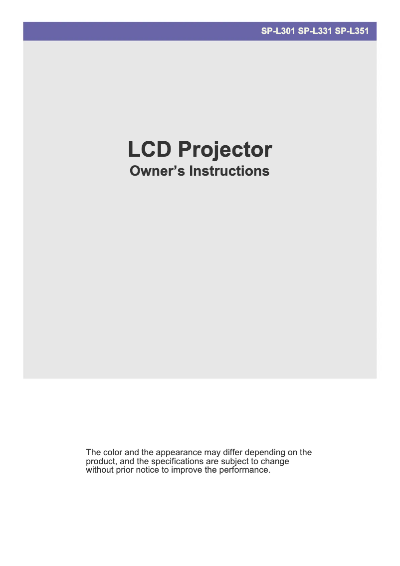 Page n°1 - Manuel utilisateur Samsung SP-L351
