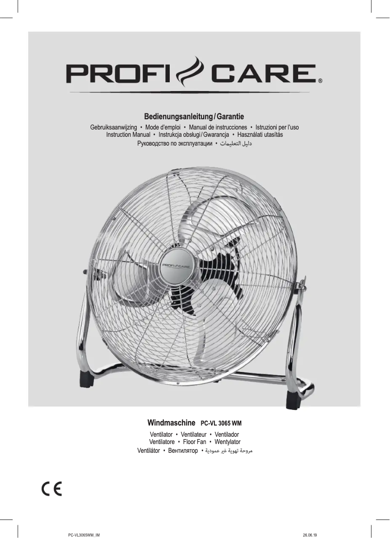 Page n°1 - Manuel utilisateur ProfiCare PC-VL 3065