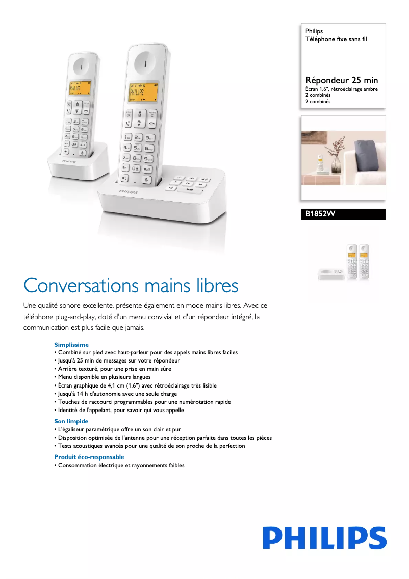 First page image of the manual for B1852W