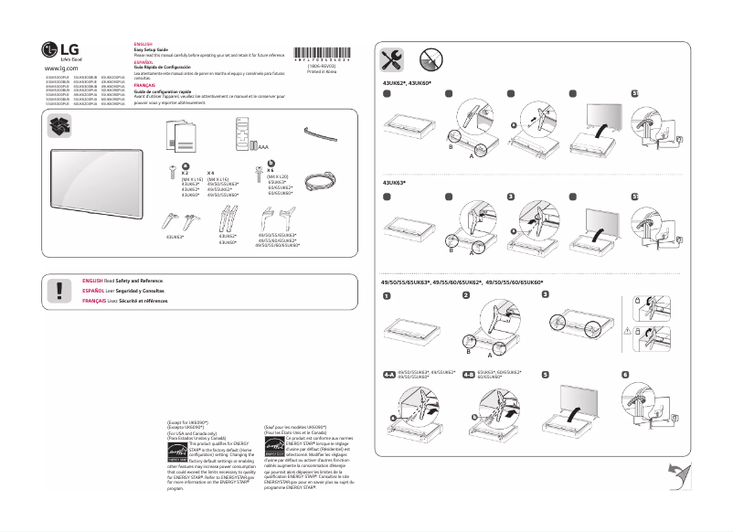Page 1 de la notice Manuel utilisateur LG 43UK6090PUA