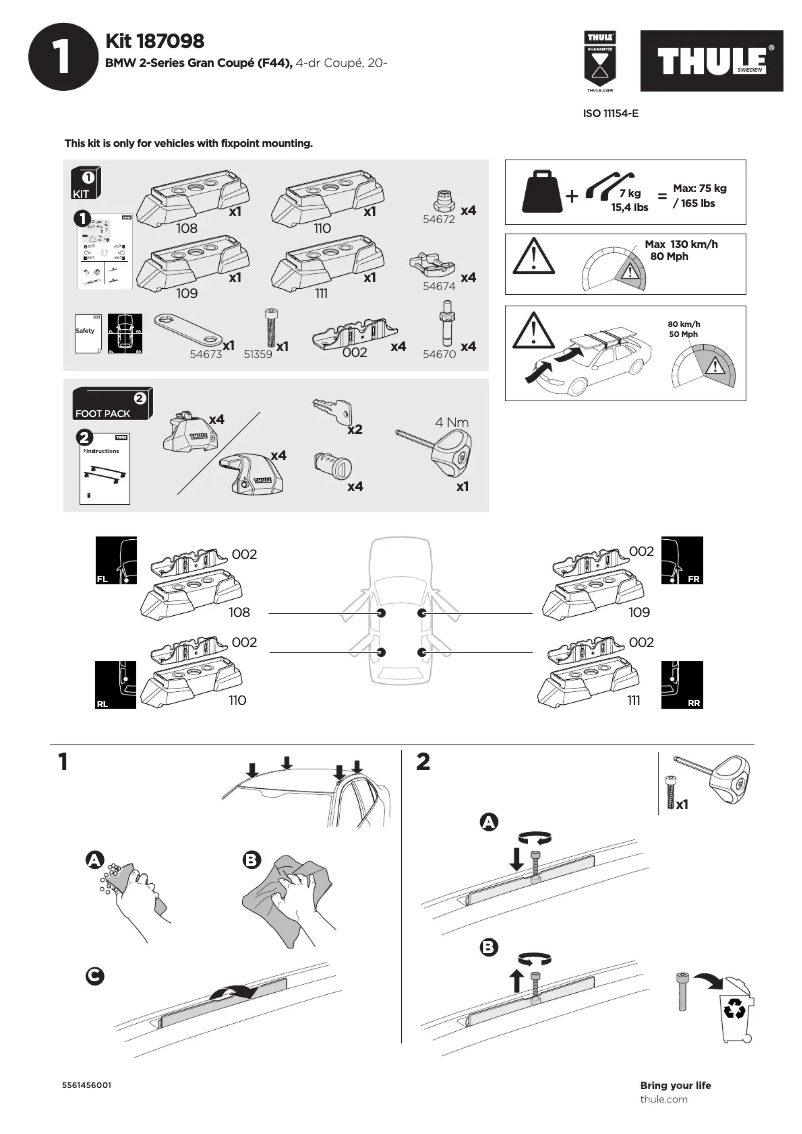 Página 1 del manual Manual de usuario Thule Kit 187098